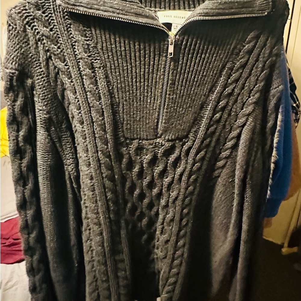 Dark Gray Cable Knit Sweater